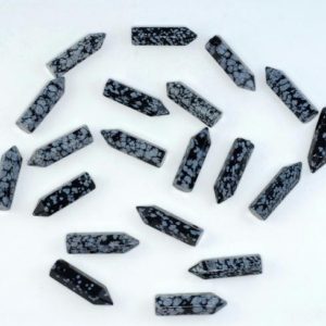 31x8mm Snowflake Obsidian Gemstone Point Healing Chakra Hexagonal Point Focal Bead LOT 2,4,6,12 and 50 (90183766-368) | Natural genuine stones & crystals in various shapes & sizes. Buy raw cut, tumbled, or polished gemstones for making jewelry or crystal healing energy vibration raising reiki stones. #crystals #gemstones #crystalhealing #crystalsandgemstones #energyhealing #affiliate #ad
