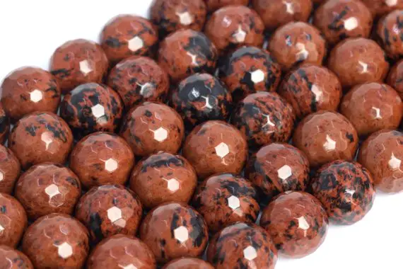 Genuine Natural Mahogany Obsidian Loose Beads Micro Faceted Round Shape 6mm 8mm 10mm