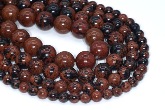 Genuine Natural Mahogany Obsidian Loose Beads Round Shape 6-7mm 8mm 12mm 15mm