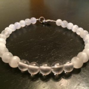 Shop Selenite Jewelry! Healing Crystal Bracelet – Selenite & Crystal Quartz Bracelet – Selenite Jewelry – Protection Bracelet – Removes Negative Energy – Reiki | Natural genuine Selenite jewelry. Buy crystal jewelry, handmade handcrafted artisan jewelry for women.  Unique handmade gift ideas. #jewelry #beadedjewelry #beadedjewelry #gift #shopping #handmadejewelry #fashion #style #product #jewelry #affiliate #ad