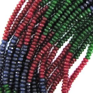 Shop Jade Faceted Beads! 4mm faceted red blue green jade rondelle beads 15.5" strand multicolor | Natural genuine faceted Jade beads for beading and jewelry making.  #jewelry #beads #beadedjewelry #diyjewelry #jewelrymaking #beadstore #beading #affiliate #ad
