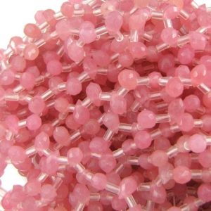 7mm – 8mm faceted pink jade teardrop beads 15.5" strand S1 | Natural genuine other-shape Gemstone beads for beading and jewelry making.  #jewelry #beads #beadedjewelry #diyjewelry #jewelrymaking #beadstore #beading #affiliate #ad
