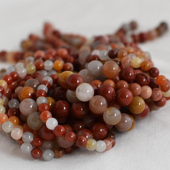 Three Colour Jade Round Beads - 4mm, 6mm, 8mm, 10mm Sizes - 14" Strand - Natural Gemstone Beads For Jewellery Making | Crystal Beads