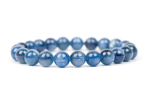 Kyanite Bracelet, Blue Gemstone Handmade Jewelry, 8mm Grade Aaa Kyanite, Unique-gift-for-wife, Handmade Gemstone Jewelry