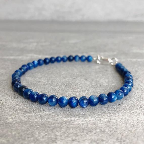 Blue Kyanite Bracelet | Natural Crystal Bracelet | Genuine Kyanite Jewelry For Women, Men | Minimalist Bracelet With Gold Or Silver Clasp