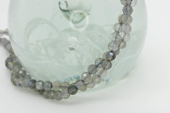 Natural Labradorite Brads, Small Labradorite Round Faceted Ball Sphere Gemstone Loose Beads 3mm 5mm - Rnf30