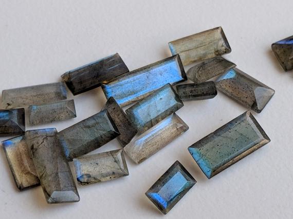 5x7mm - 5x15mm Labradorite Rectangle Cut Stone, 5pcs Labradorite Pointed Back Emerald Cut Stone, Loose Blue Fire Gems For Jewelry - Pdg116