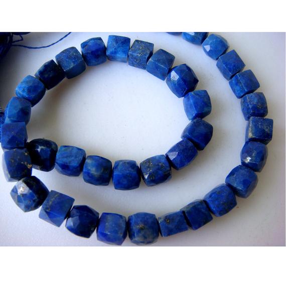 5-6mm Lapis Lazuli Faceted Box Beads, Lapis Lazuli Cubes, Lapis Lazuli For Necklace, Lapis Lazuli Box Beads (4in To 8in Options) -llbc