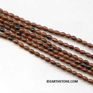 Shop Mahogany Obsidian Beads! S/ Mahogany Obsidian 4x6mm/ 5x12mm Rice Beads. 16 inches long Full Strand Brown Color stone. Oval Rice Shape Beads. Unisex Jewelry Making. | Natural genuine other-shape Mahogany Obsidian beads for beading and jewelry making.  #jewelry #beads #beadedjewelry #diyjewelry #jewelrymaking #beadstore #beading #affiliate #ad