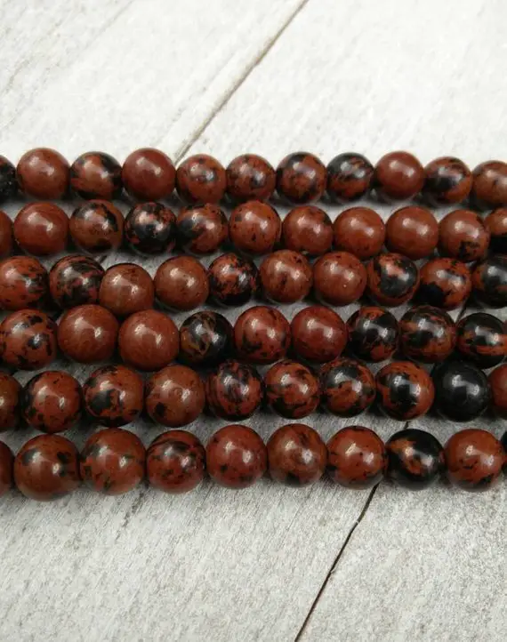 Mahogany Obsidian Stone Beads Round 6mm 8mm 10mm Earrings Bracelet Religious Prayer Rosary Yoga Mala Necklace Bohemian Jewelry Findings Gift