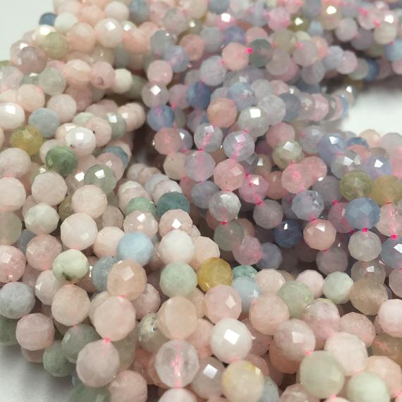 Morganite Faceted Round Beads 2mm 3mm 4mm 5mm 15.5'' Strand
