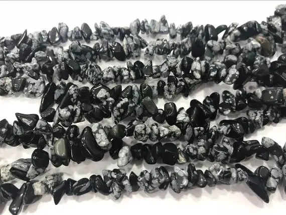 Natural Obsidian Snowflake 5-8mm Chips Genuine Loose Black Nugget Beads 34 Inch Jewelry Supply Bracelet Necklace Material Support Wholesale