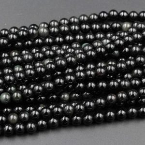 Shop Round Gemstone Beads! Natural Rainbow Black Obsidian 4mm 6mm 8mm 10mm 12mm Round Beads 15.5" Strand | Natural genuine round Gemstone beads for beading and jewelry making.  #jewelry #beads #beadedjewelry #diyjewelry #jewelrymaking #beadstore #beading #affiliate #ad