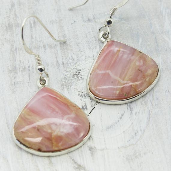 Pink Opal Earrings,andean Opal,opal Jewelry,pink Opal Stone,sterling Silver Opal Jewelry,genuine Peruvian Pink Opal,statement Jewelry
