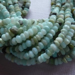 Shop Opal Beads! PERUVIAN OPAL Rondelles Beads, 1/2 Strand, Luxe AAA, 3.5-4 mm, October birthstone aqua blue gray exotic | Natural genuine beads Opal beads for beading and jewelry making.  #jewelry #beads #beadedjewelry #diyjewelry #jewelrymaking #beadstore #beading #affiliate #ad