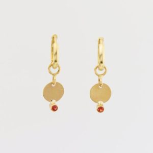 Shop Yellow Sapphire Jewelry! Orange Sapphire Mirror Disc Earring Charms on Removable Solid 14K Gold Hoops Sparkly and Light | Natural genuine Yellow Sapphire jewelry. Buy crystal jewelry, handmade handcrafted artisan jewelry for women.  Unique handmade gift ideas. #jewelry #beadedjewelry #beadedjewelry #gift #shopping #handmadejewelry #fashion #style #product #jewelry #affiliate #ad