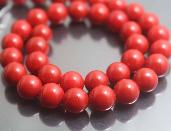 Red South Sea Shell Pearl Beads,6mm/8mm/10mm/12mm Smooth And Round Beads,15 Inches One Starand