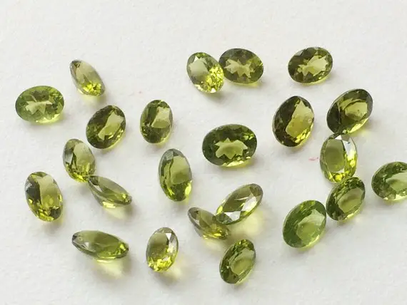 4x6mm Peridot Oval Cut Stone, Natural Faceted Oval Full Cut Peridot, 10 Pieces Loose Peridot Oval Gemstone, Peridot For Jewelry - Ang79