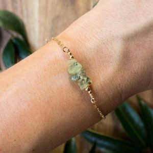 Shop Prehnite Jewelry! Prehnite bead bar crystal bracelet in bronze, silver, gold or rose gold – 6" chain with 2" adjustable extender | Natural genuine Prehnite jewelry. Buy crystal jewelry, handmade handcrafted artisan jewelry for women.  Unique handmade gift ideas. #jewelry #beadedjewelry #beadedjewelry #gift #shopping #handmadejewelry #fashion #style #product #jewelry #affiliate #ad