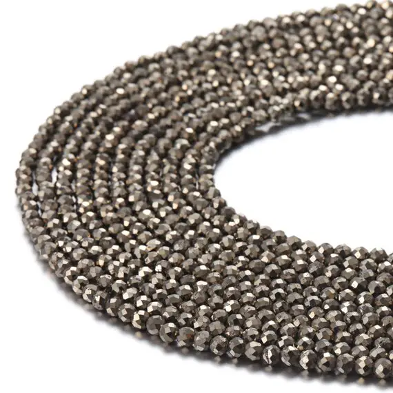 Gold Pyrite Faceted Round Beads 2mm 3mm 4mm 6mm 8mm 15.5" Strand