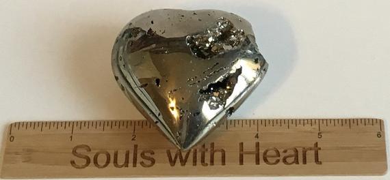 Pyrite Beautiful Puffy Heart, 2.5" 240 Grams, Healing Crystals And Stones, Promotes Good Physical Health And Emotional Well-being