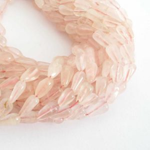 Rose Quartz Beads, 10mm Rose Quartz Smooth Briolettes – Drilled Lengthwise, Rose Quartz Teardrops, Pink Gemstone Beads, Soft Pink, Rose205 | Natural genuine other-shape Gemstone beads for beading and jewelry making.  #jewelry #beads #beadedjewelry #diyjewelry #jewelrymaking #beadstore #beading #affiliate #ad