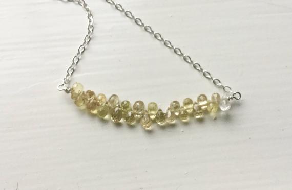 Sapphire Necklace Yellow September Birthstone Genuine Gemstones Gold Silver