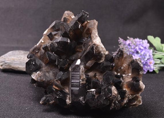 Top Quality Raw Large Black Crystal Quartz Cluster/rough Black Crystal Plate/smokey Quartz Cluster/crystal Decor-170*103*140mm 1697g