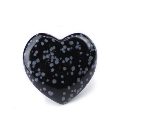 Snowflake Obsidian Heart Shaped Carved Stone