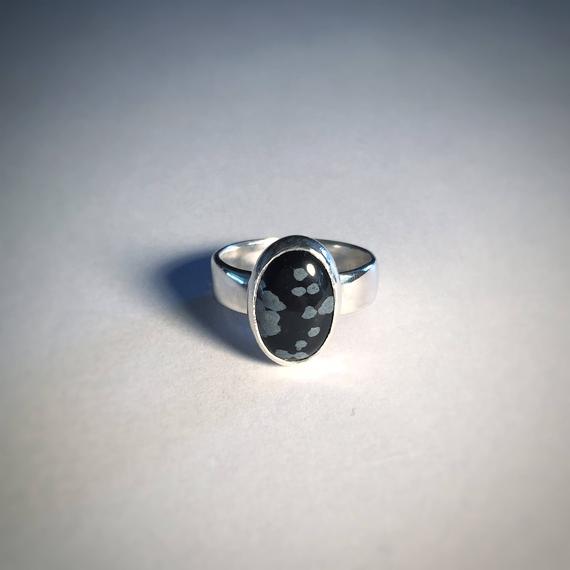 Snowflake Obsidian Sterling Silver Ring