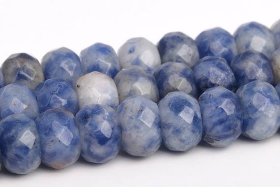 Blue Spot Jasper Beads Grade Aaa Genuine Natural Gemstone Faceted Rondelle Loose Beads 6mm 8mm Bulk Lot Options
