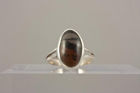 Sterling Silver And Mahogany Obsidian Ring Size:  5 1/2