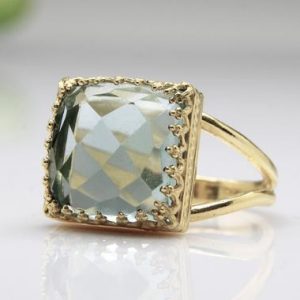 Shop Topaz Rings! Blue Topaz Ring · Gold Ring · Square Ring · Gemstone Ring · Birthday Gift · Birthday Ring · Birthstone Ring | Natural genuine Topaz rings, simple unique handcrafted gemstone rings. #rings #jewelry #shopping #gift #handmade #fashion #style #affiliate #ad
