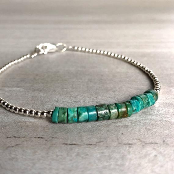 Real Turquoise Bracelet | Gold Or Sterling Silver Genuine Turquoise Jewelry | Tiny Bead Bracelet | Healing Crystal Jewelry