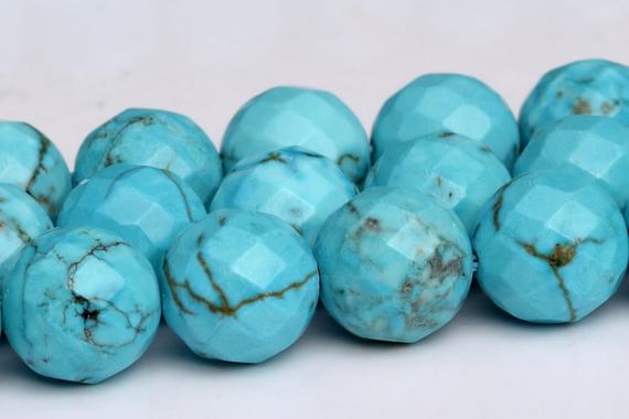 Mint Blue Magnesite Turquoise Beads Faceted Round Stone Loose Beads 4mm 6mm 8mm 10mm Bulk Lot Options