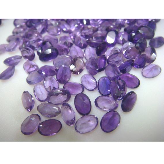 5x7mm African Amethyst Oval Cut Stone Lot, Natural Pointed Back Oval Faceted Amethyst, 10pcs Loose Amethyst For Jewelry