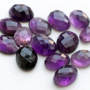 9x12mm To 12x16mm Amethyst Oval Checker Cut Cabochon, Amethyst Flat Back Gemstones For Jewelry (5Pcs To 10Pcs Options) – GODP560 | Natural genuine stones & crystals in various shapes & sizes. Buy raw cut, tumbled, or polished gemstones for making jewelry or crystal healing energy vibration raising reiki stones. #crystals #gemstones #crystalhealing #crystalsandgemstones #energyhealing #affiliate #ad
