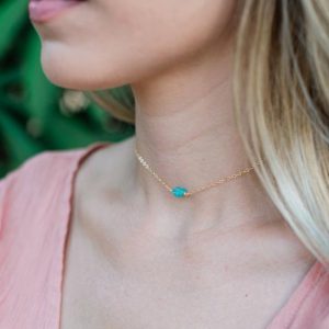 Shop Apatite Necklaces! Tiny raw aqua blue apatite crystal nugget choker necklace in gold, silver, bronze or rose gold – Adjustable. Handmade to order. | Natural genuine Apatite necklaces. Buy crystal jewelry, handmade handcrafted artisan jewelry for women.  Unique handmade gift ideas. #jewelry #beadednecklaces #beadedjewelry #gift #shopping #handmadejewelry #fashion #style #product #necklaces #affiliate #ad