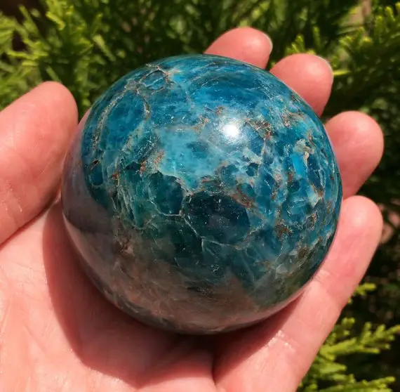 54mm Blue Apatite Sphere - Natural Crystal Ball - Polished Stone - Healing Crystal - Meditation Stone - Collectible - From Madagascar- 268g