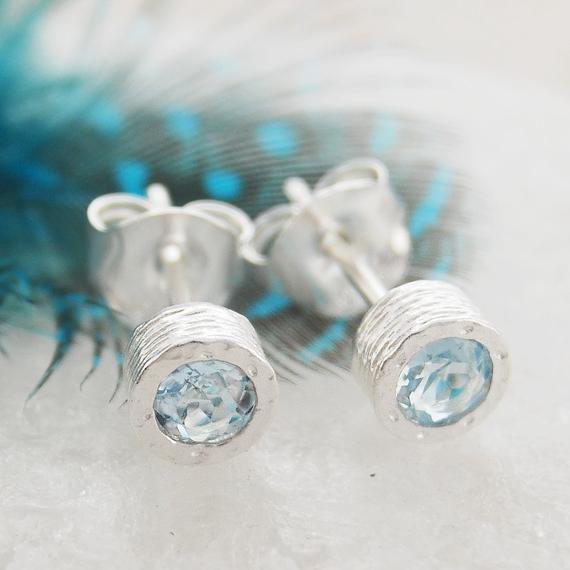 Aquamarine Earrings Sterling Silver Studs Earrings Set March Birthstone Gemstone Earrings Anniversary Gifts Dainty Earring Set