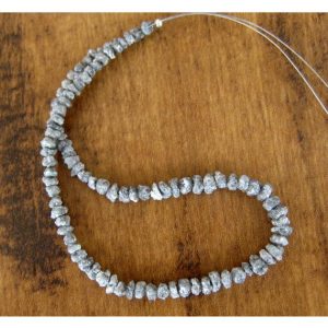 Shop Raw & Rough Diamond Beads! 3-4mm Sparkling Grey Natural Diamond Drilled Beads, Uncut Beads, Rough Raw Diamond Beads For Jewelry (4IN To 16IN Options) | Natural genuine beads Diamond beads for beading and jewelry making.  #jewelry #beads #beadedjewelry #diyjewelry #jewelrymaking #beadstore #beading #affiliate #ad