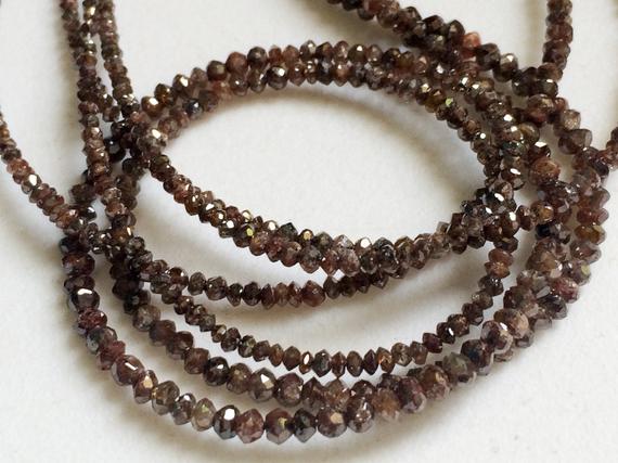 1.5-2.5mm Red Brown Faceted Diamond Rondelle Beads, Red Brown Sparkling Diamonds, Diamond Beads For Jewelry (4in To 16in Options) - Dsa10