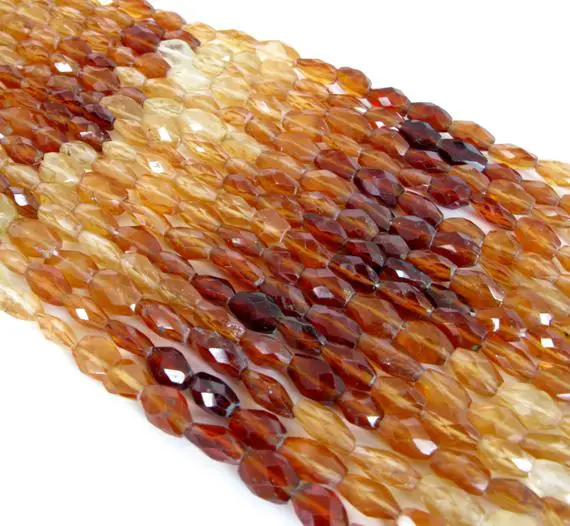 Hessonite Garnet Beads, Shaded Faceted Ovals, 7 Inch Strand, Orange Garnets, Faceted Shaded Ovals, Genuine Hessonite Garnets, Hess200