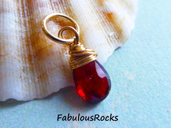 Garnet Pendant Charm, Small Pear Add A Dangle Drop / January Birthstone Jewelry For Friend Mom Mother Bridesmaids Grandma Friend Gift Gd12