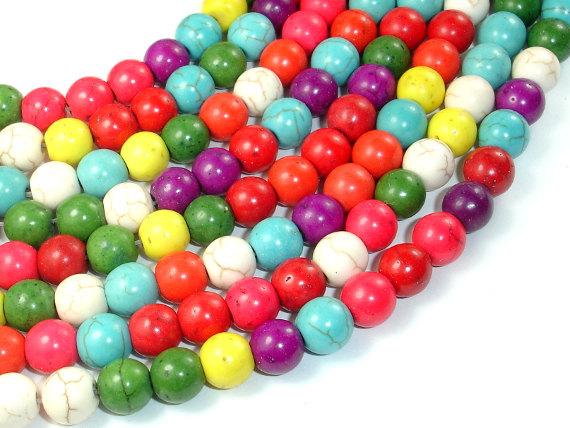 Howlite Beads, Multicolored, Round, 8mm, 15.5 Inch, Full Strand, Approx 54 Beads, Hole 1.2 Mm (275054010)
