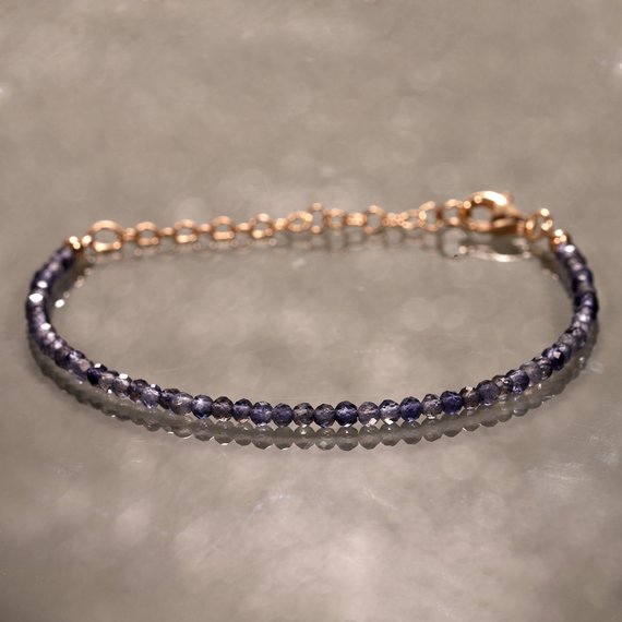 Shaded Iolite Bracelet, Gemstone Jewelry, Bracelets For Women, Rosary Bracelet, Handmade Bracelet, Minimalist Bracelet, Delicate Bracelet