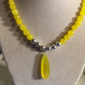 Shop Jade Pendants! Yellow Necklace – Jade Jewelry – Sterling Silver Jewelry – Chalcedony Pendant – Luxe – Long | Natural genuine Jade pendants. Buy crystal jewelry, handmade handcrafted artisan jewelry for women.  Unique handmade gift ideas. #jewelry #beadedpendants #beadedjewelry #gift #shopping #handmadejewelry #fashion #style #product #pendants #affiliate #ad
