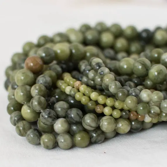 Natural Green Jade Semi-precious Gemstone Round Beads - 4mm, 6mm, 8mm, 10mm Sizes - 15" Strand