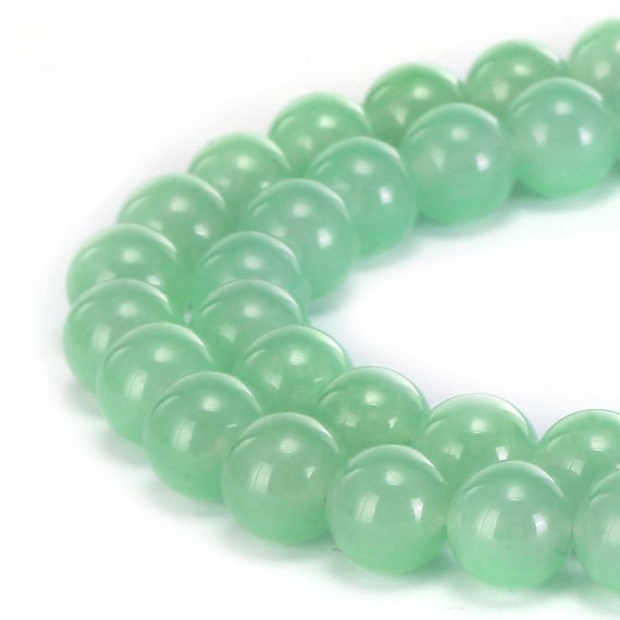Light Green Dyed Jade Smooth Round Beads 4mm 6mm 8mm 10mm 12mm 15.5" Strand
