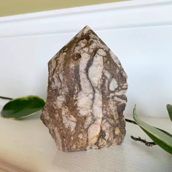 3.7" Zebra Jasper Point - Rough Natural Crystal With Polished Top - Stone Tower - Healing Crystal - Meditation Crystal - From Brazil - 322g